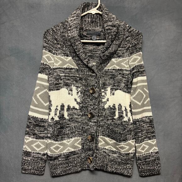 Primark Cowichan Knit Sweater Kids Medium Cardigan Moose Button Down Medium Cozy - Picture 1 of 15